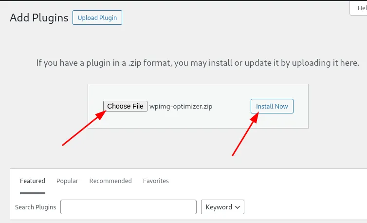WordPress Install Now button